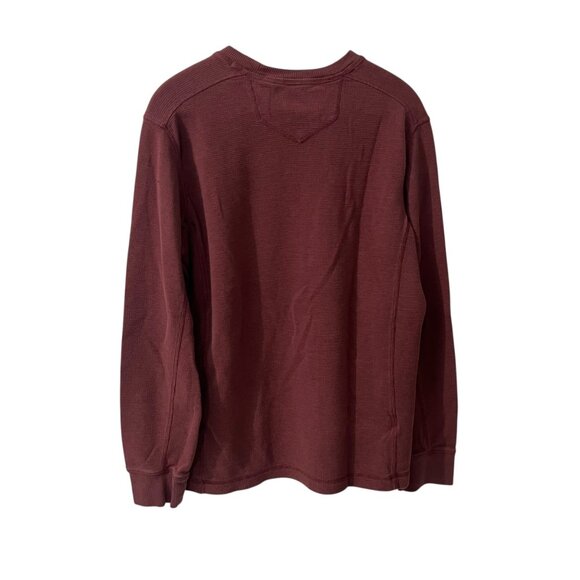 Eddie Bauer Men's Burgundy Waffle Knit‎ Thermal Long Sleeve Pullover Size M - Picture 6 of 8